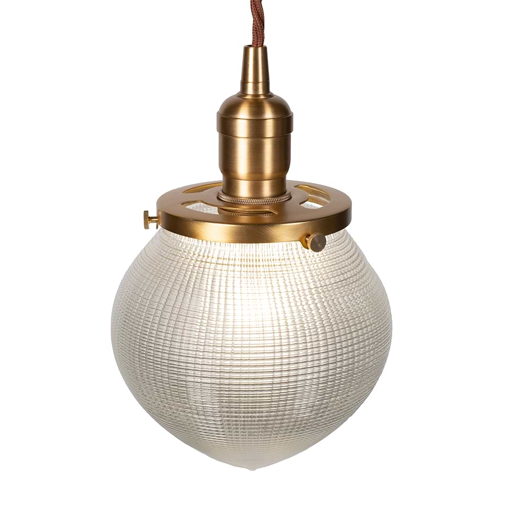 Soho Lighting Hollen Acorn Lacquered Antique Brass Prismatic Glass Pendant - The Schoolhouse Collection
