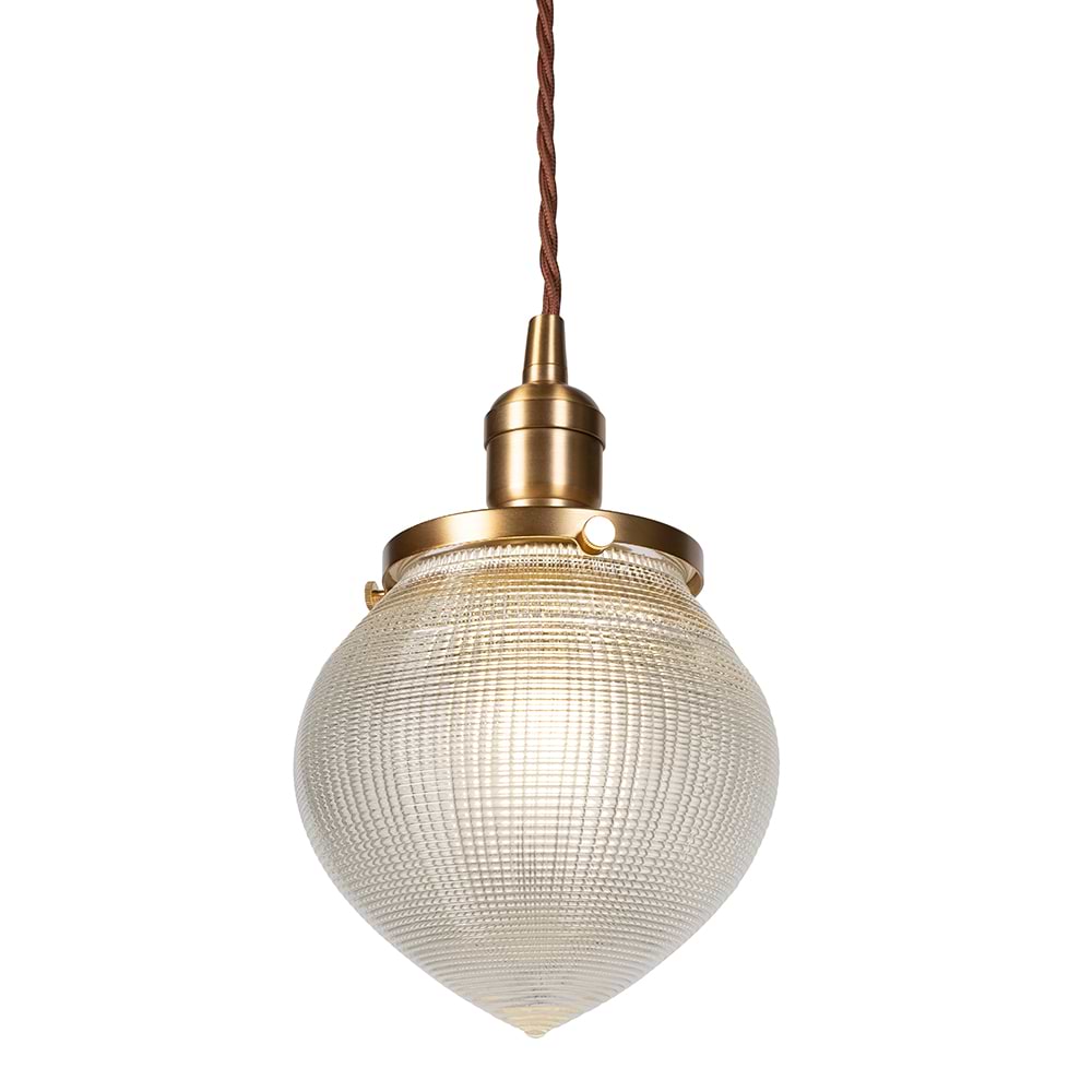 Soho Lighting Hollen Acorn Lacquered Antique Brass Prismatic Glass Pendant - The Schoolhouse Collection