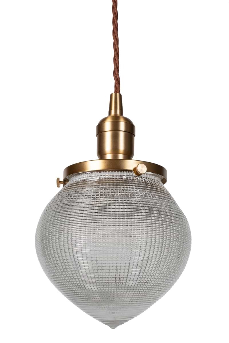 Soho Lighting Hollen Acorn Lacquered Antique Brass Prismatic Glass Pendant - The Schoolhouse Collection