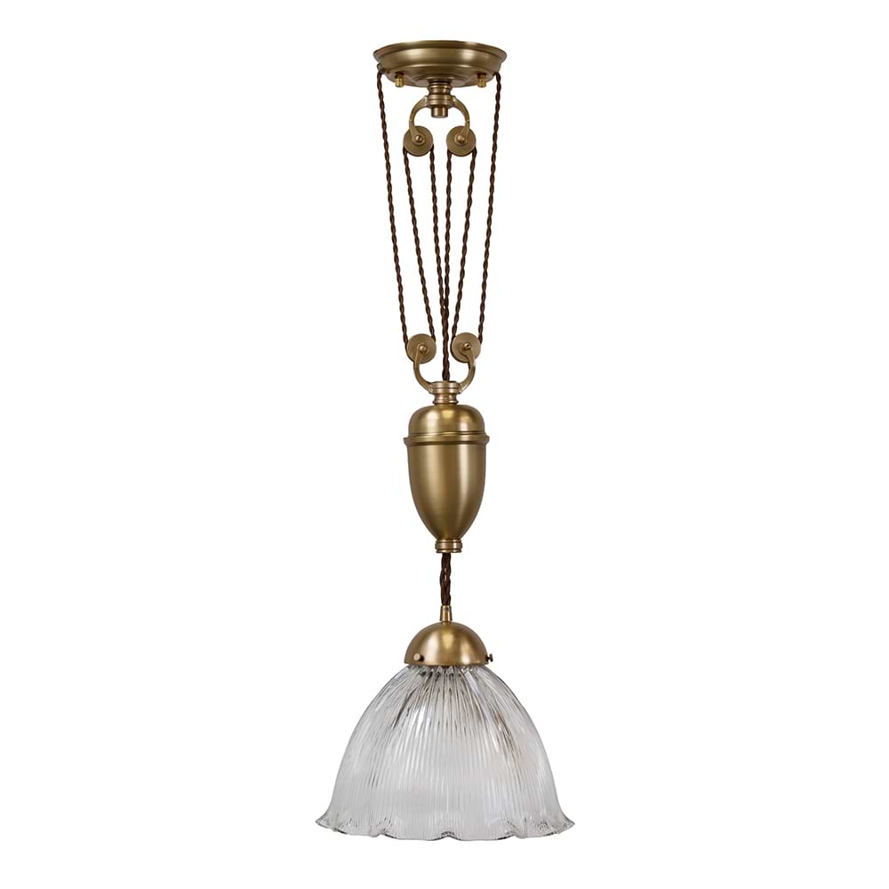 Soho Lighting D'Arblay Brass Scalloped Dome Rise and Fall Adjustable Pendant Light
