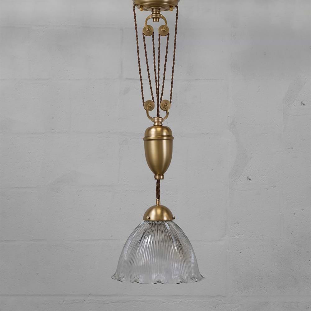 Soho Lighting D'Arblay Brass Scalloped Dome Rise and Fall Adjustable Pendant Light