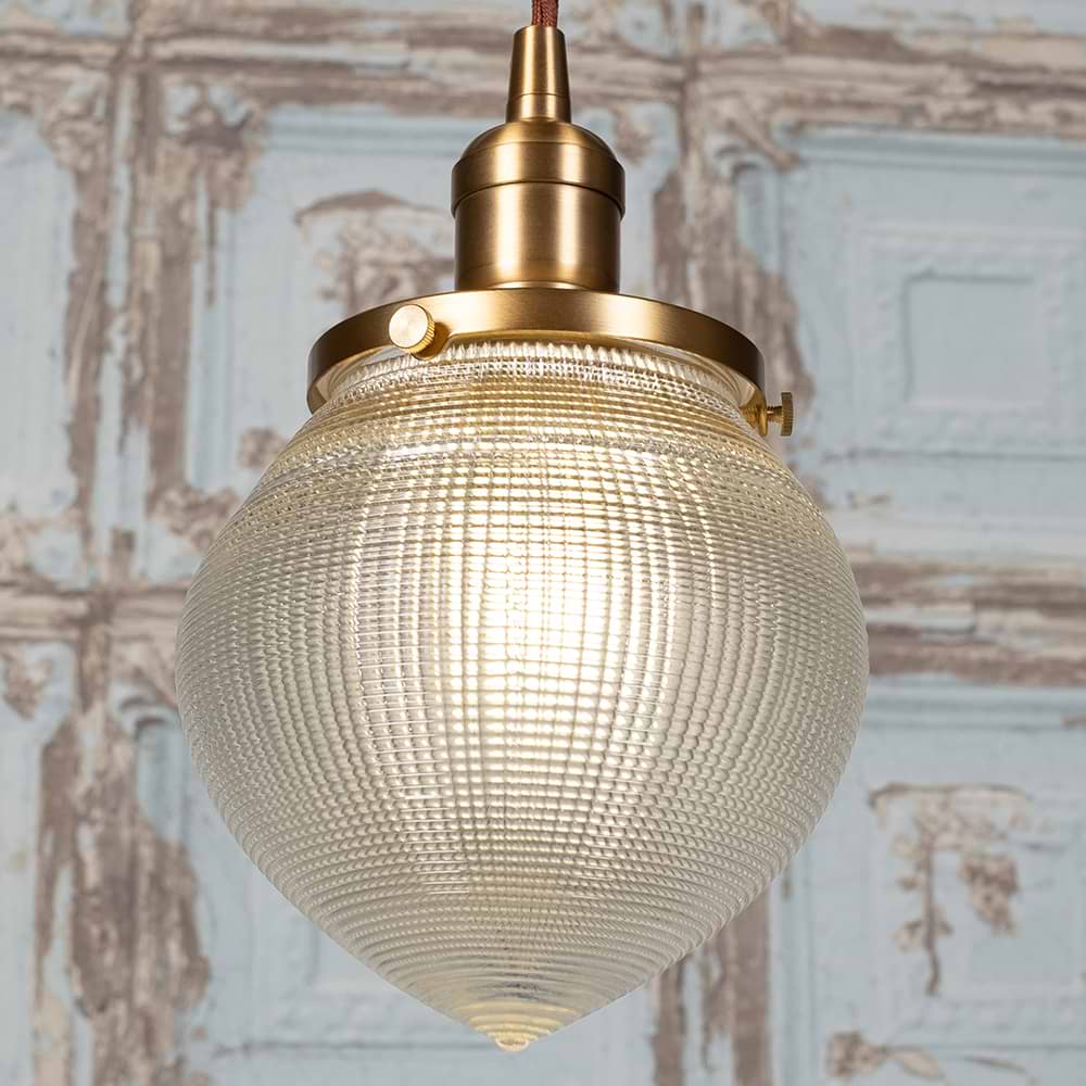 Soho Lighting Hollen Acorn Lacquered Antique Brass Prismatic Glass Pendant - The Schoolhouse Collection