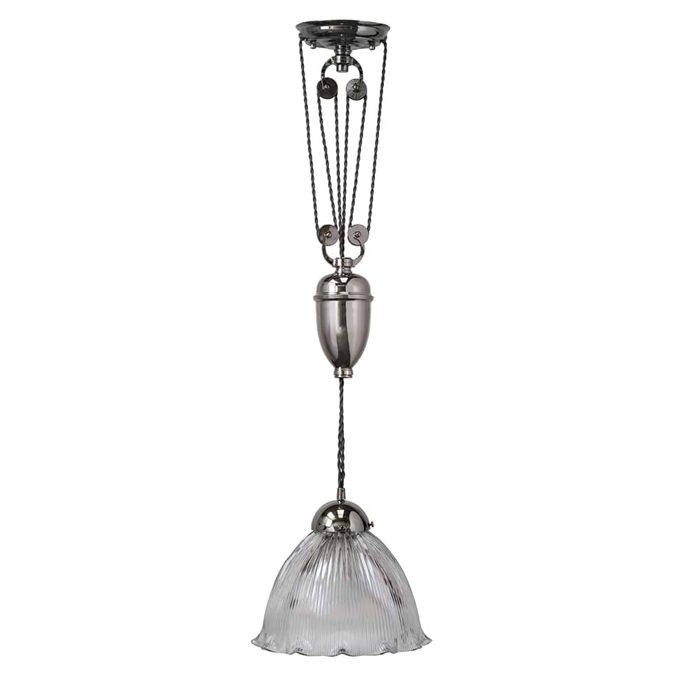 Soho Lighting D'Arblay Nickel Scalloped Dome Rise and Fall Adjustable Pendant Light