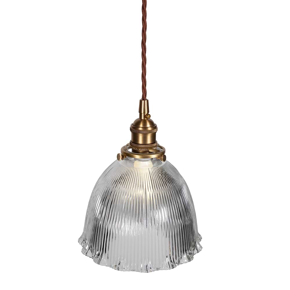 Soho Lighting D'Arblay Lacquered Antique Brass Scalloped Prismatic Glass Dome Pendant Light