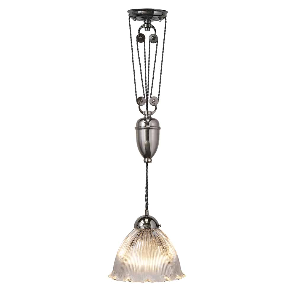 Soho Lighting D'Arblay Nickel Scalloped Dome Rise and Fall Adjustable Pendant Light