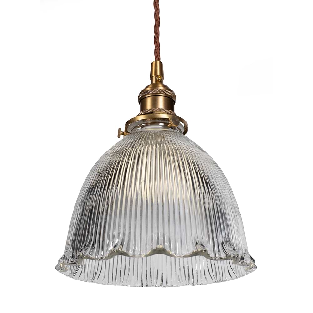 Soho Lighting D'Arblay Lacquered Antique Brass Scalloped Prismatic Glass Dome Pendant Light