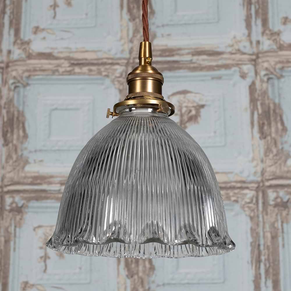 Soho Lighting D'Arblay Lacquered Antique Brass Scalloped Prismatic Glass Dome Pendant Light