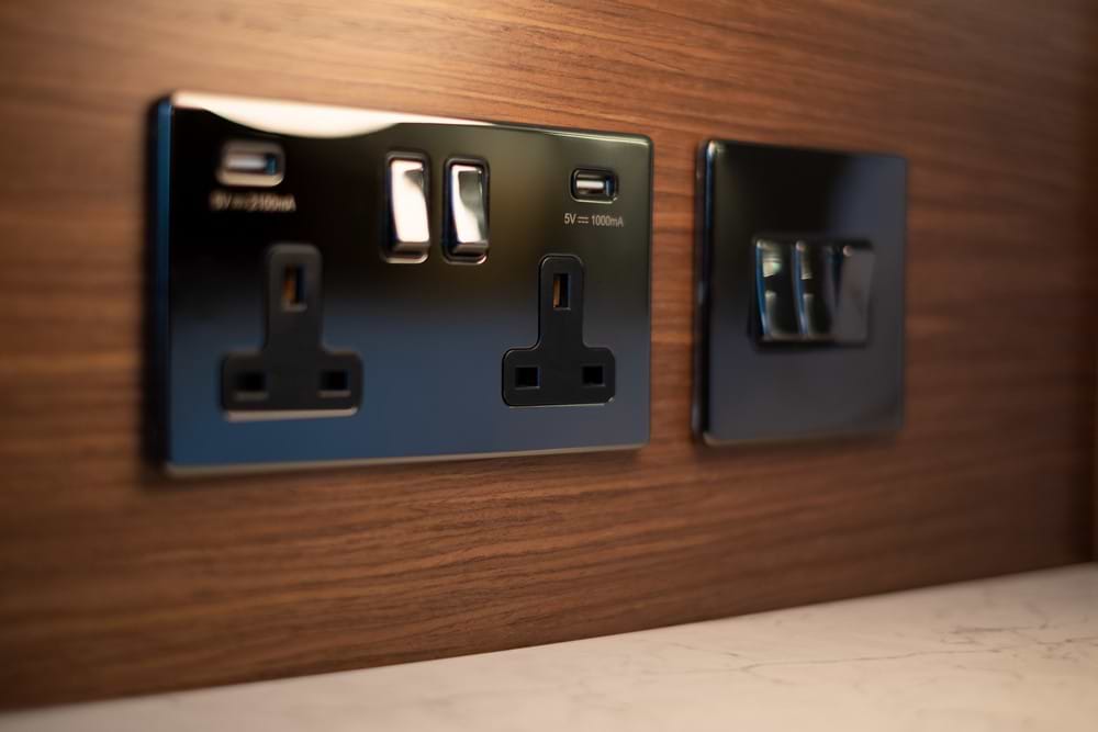 The Connaught Collection Black Nickel 2 Gang 13A DP Socket with 2 x USB-A 4.8A