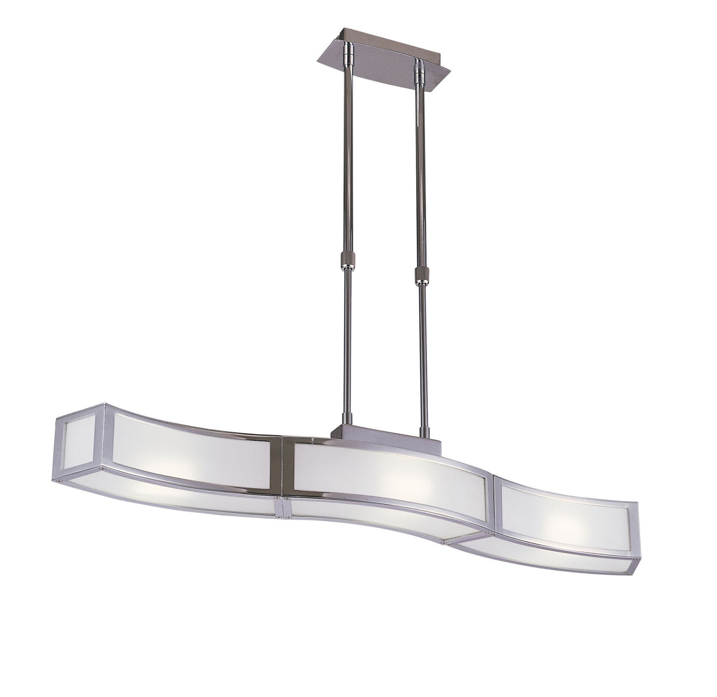 Duna E27 Linear Pendant 3 Light L1 Bar, Polished Chrome, White Acrylic, CFL Lamps INCLUDED by Mantra