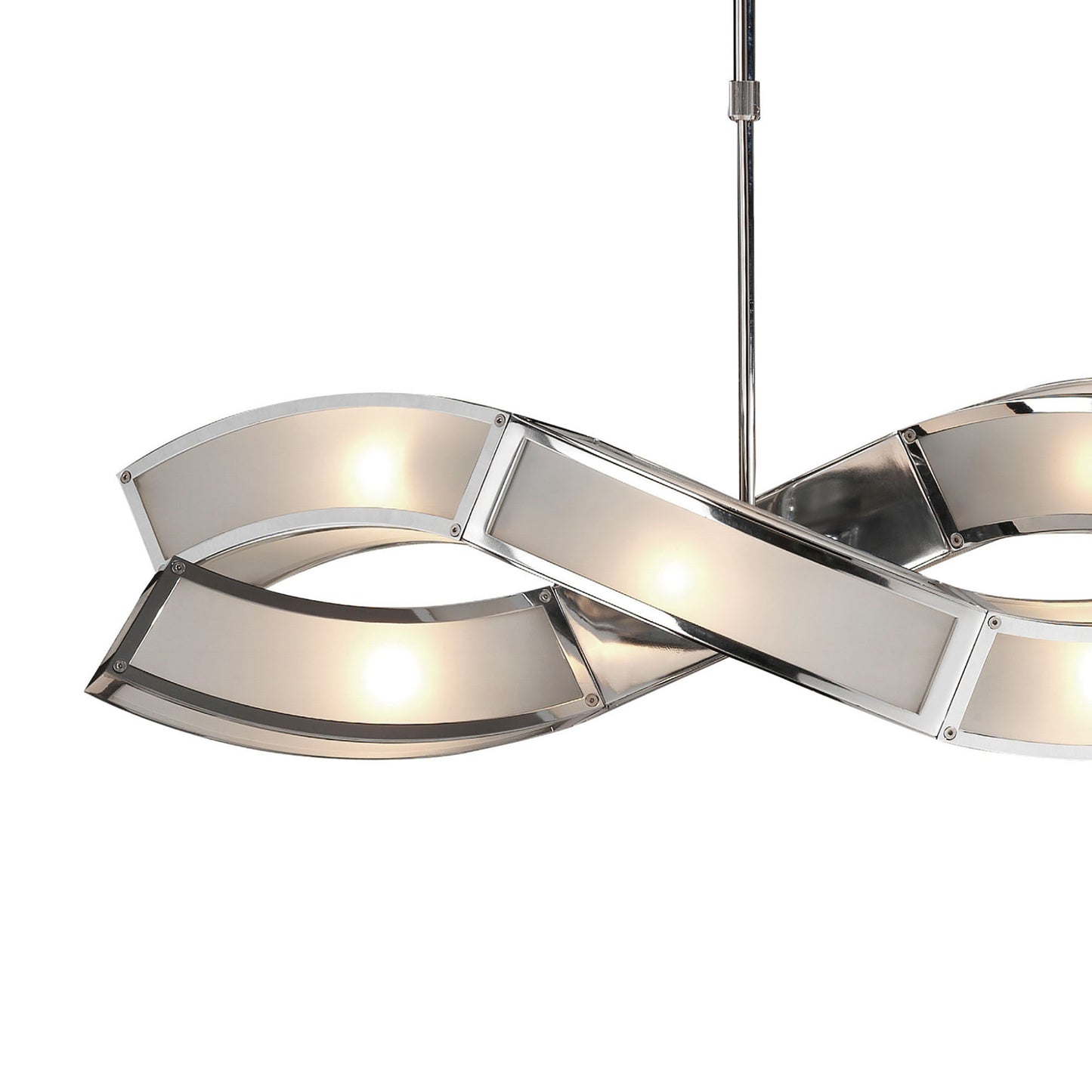 Duna E27 Rectangular Pendant 2 Arm 6 Light E27, Polished Chrome/White Acrylic, CFL Lamps INCLUDED by Mantra