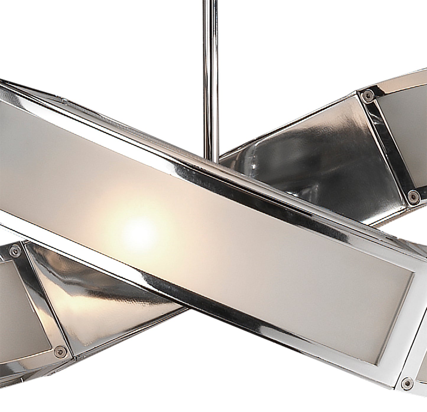 Duna E27 Rectangular Pendant 2 Arm 6 Light E27, Polished Chrome/White Acrylic, CFL Lamps INCLUDED by Mantra