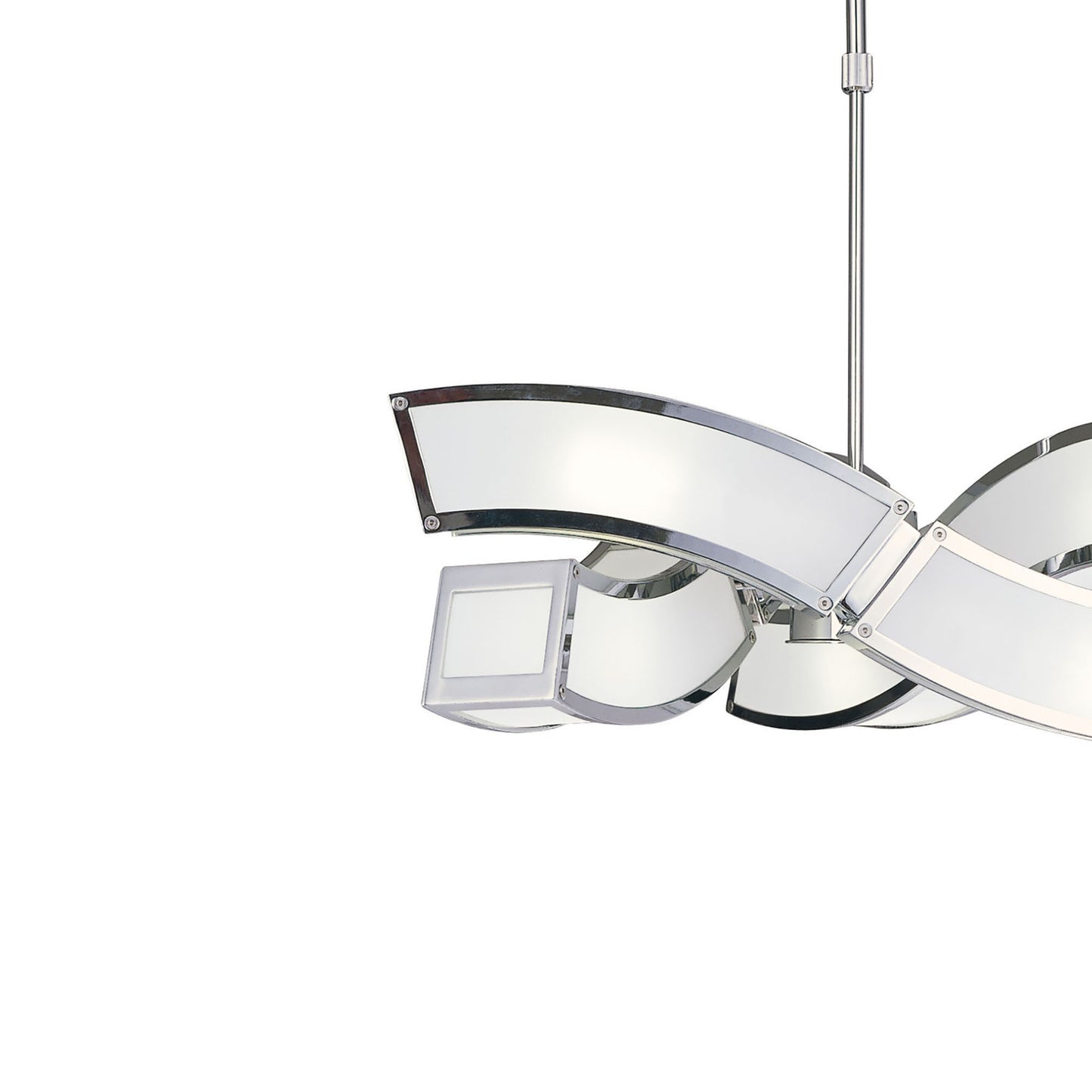 Duna E27 Pendant 3 Arm 6 Light E27, Polished Chrome/White Acrylic, CFL Lamps INCLUDED by Mantra