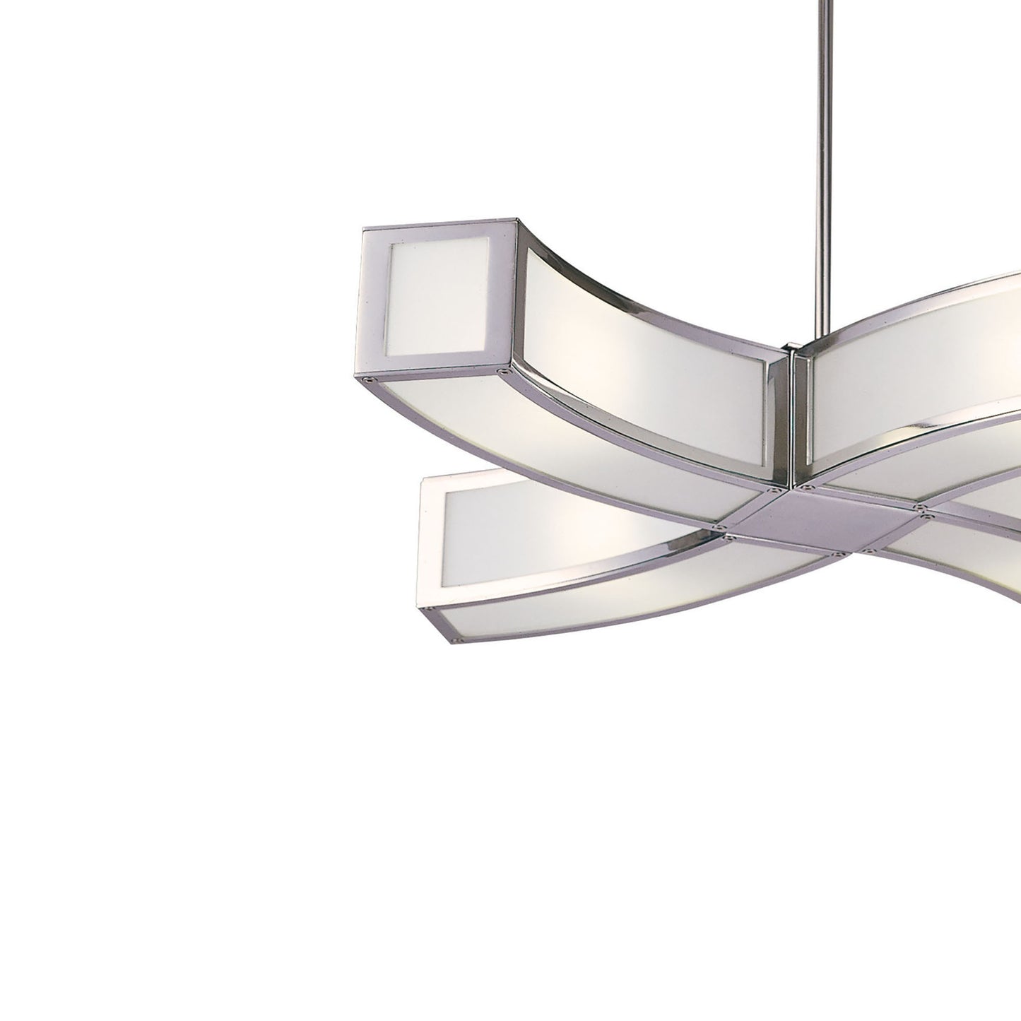 Duna E27 Pendant 4 Light L1 Curved, Polished Chrome/White Acrylic, CFL Lamps INCLUDED by Mantra