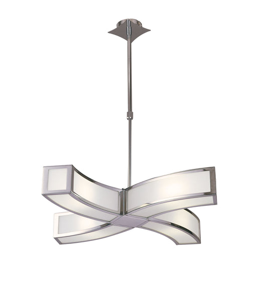 Duna E27 Pendant 4 Light L1 Curved, Polished Chrome/White Acrylic, CFL Lamps INCLUDED by Mantra