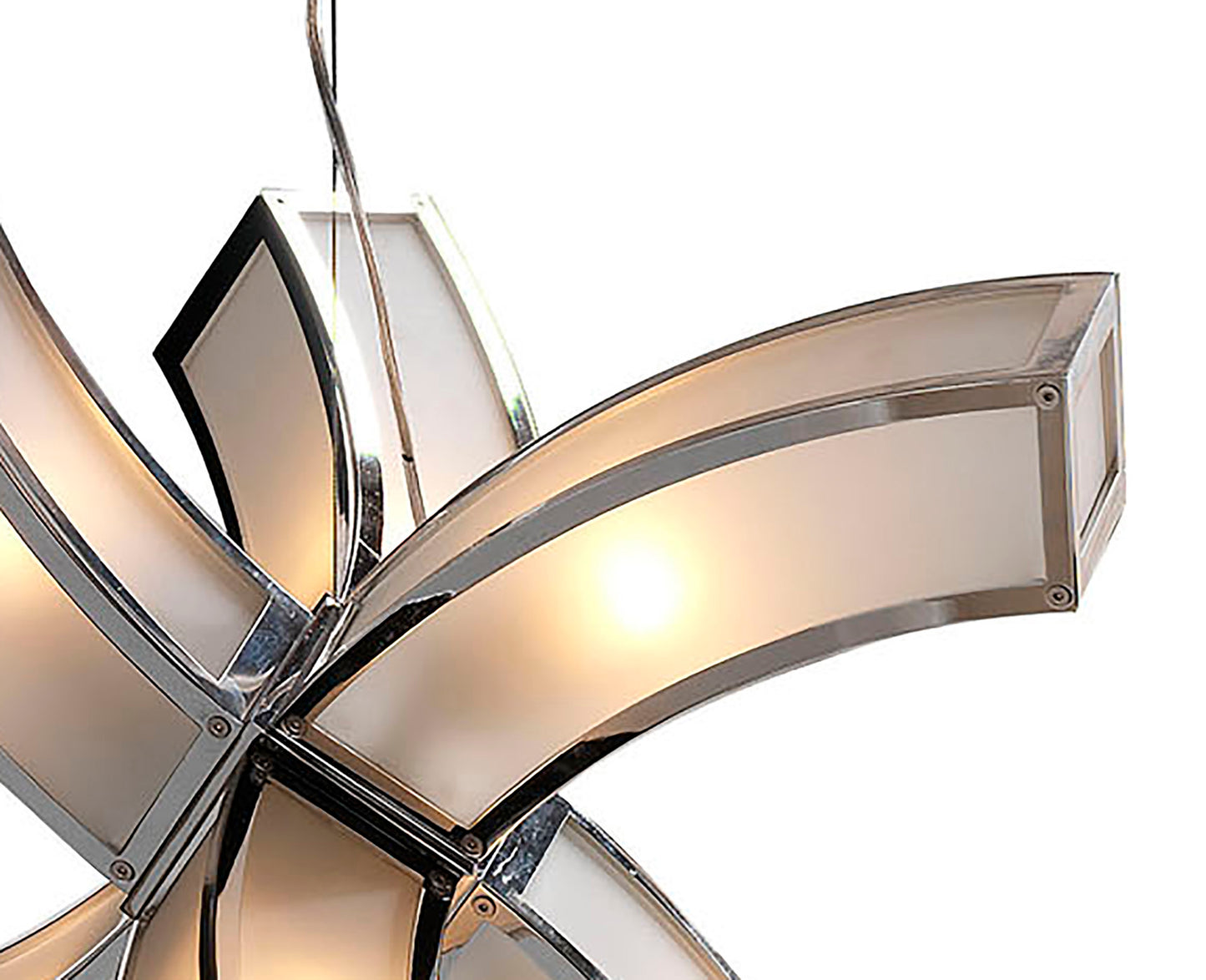 Duna E27 Pendant 6 arms 6 Light E27, Polished Chrome/White Acrylic, CFL Lamps INCLUDED by Mantra