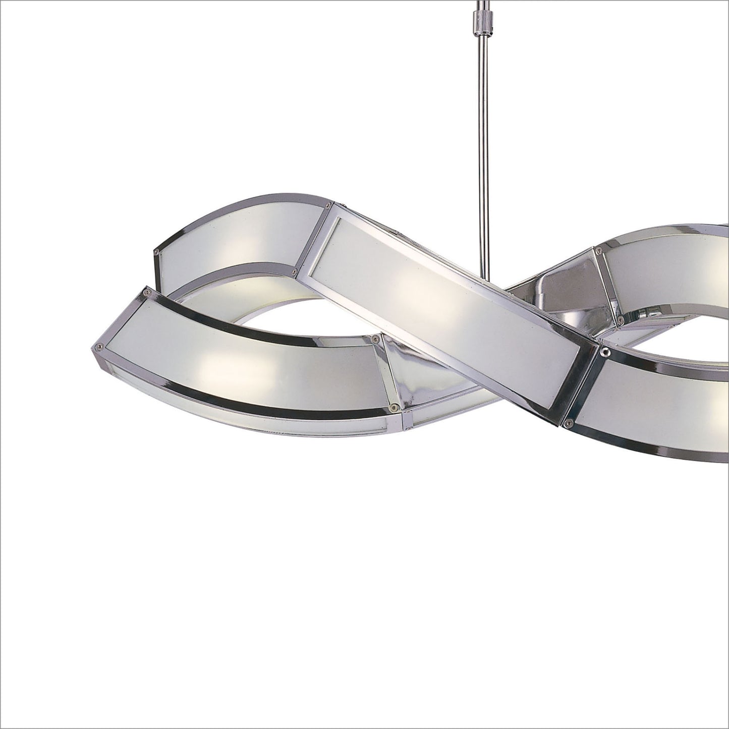 Duna GU10 Rectangular Pendant 2 Arm 6 Light L1/SGU10, Polished Chrome/White Acrylic, CFL Lamps INCLUDED by Mantra