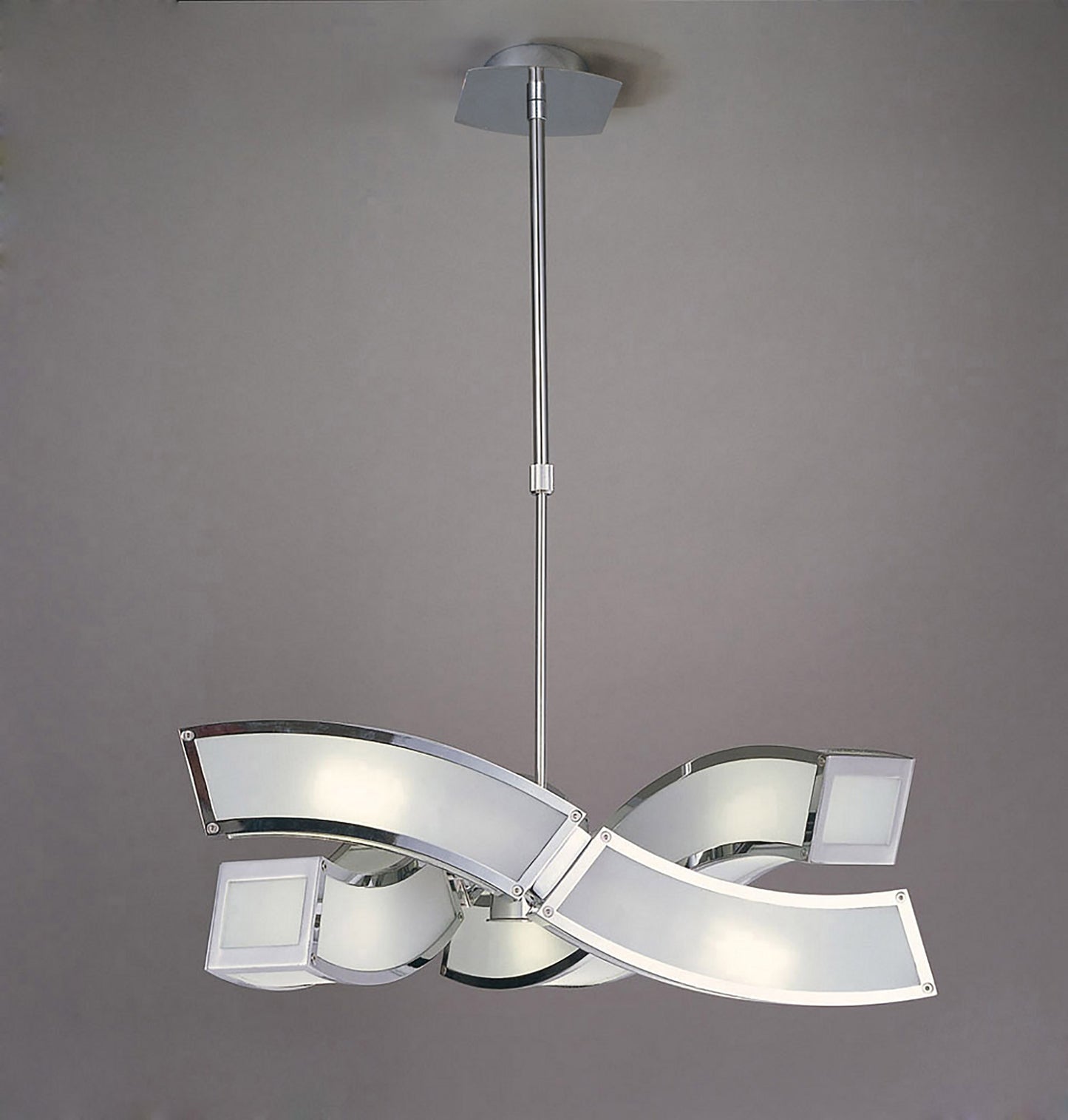 Duna GU10 Pendant 3 Arm 6 Light L1/SGU10, Polished Chrome/White Acrylic, CFL Lamps INCLUDED by Mantra