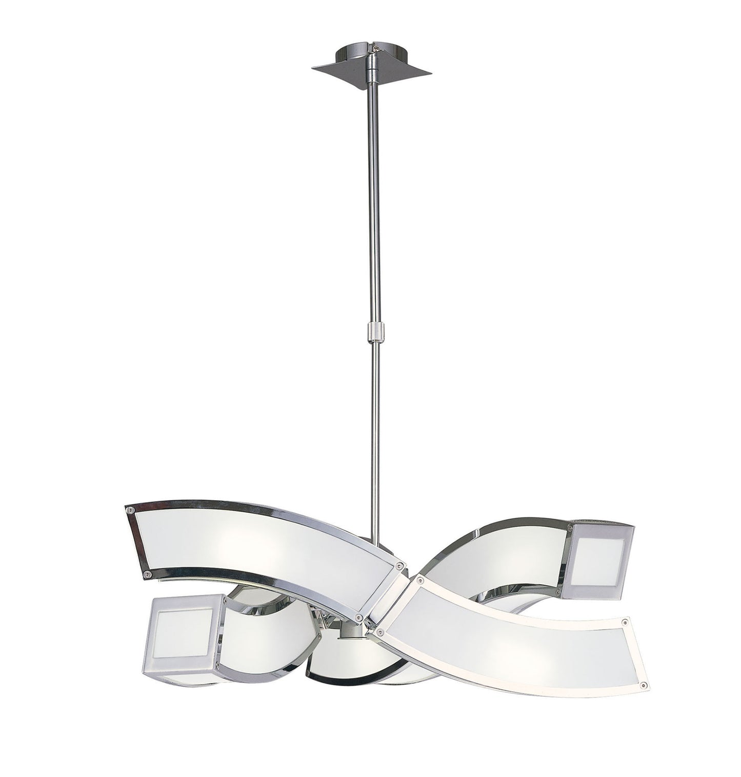 Duna GU10 Pendant 3 Arm 6 Light L1/SGU10, Polished Chrome/White Acrylic, CFL Lamps INCLUDED by Mantra