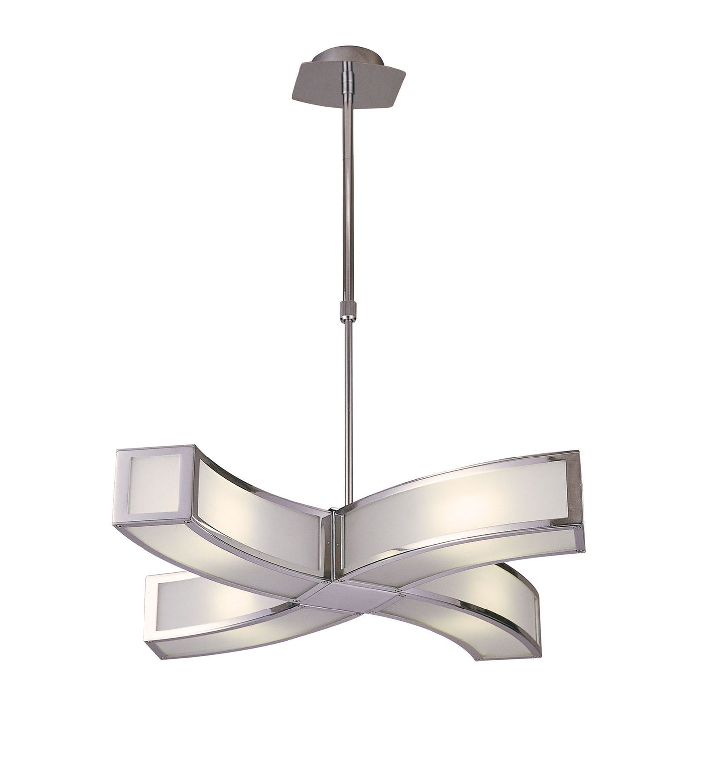 Duna GU10 Pendant 4 Light L1/SGU10 Curved, Polished Chrome/White Acrylic, CFL Lamps INCLUDED by Mantra