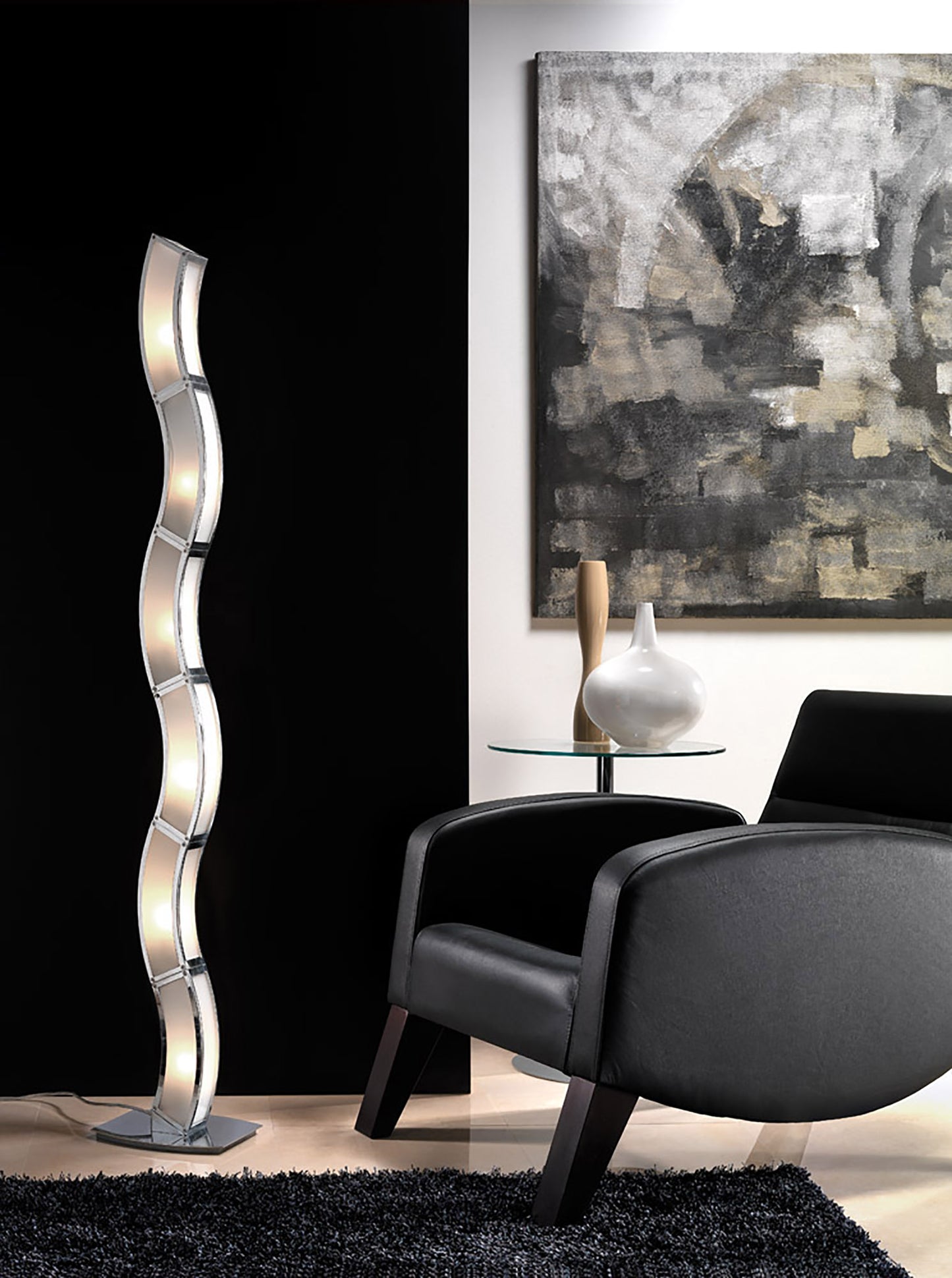 Duna GU10 Floor Lamp 6 Light L1/SGU10, Polished Chrome/White Acrylic, CFL Lamps INCLUDED by Mantra