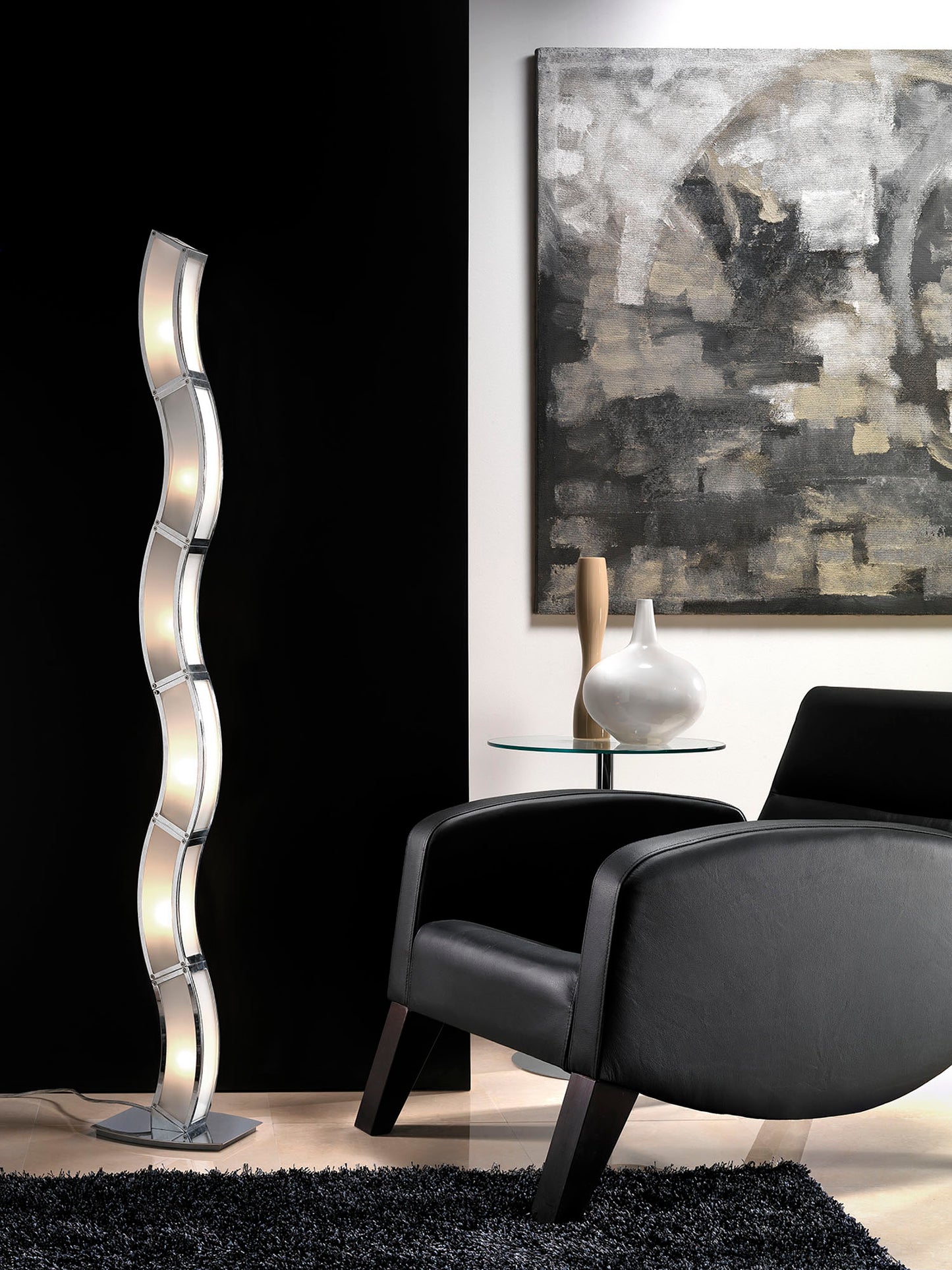 Duna GU10 Floor Lamp 6 Light L1/SGU10, Polished Chrome/White Acrylic, CFL Lamps INCLUDED by Mantra