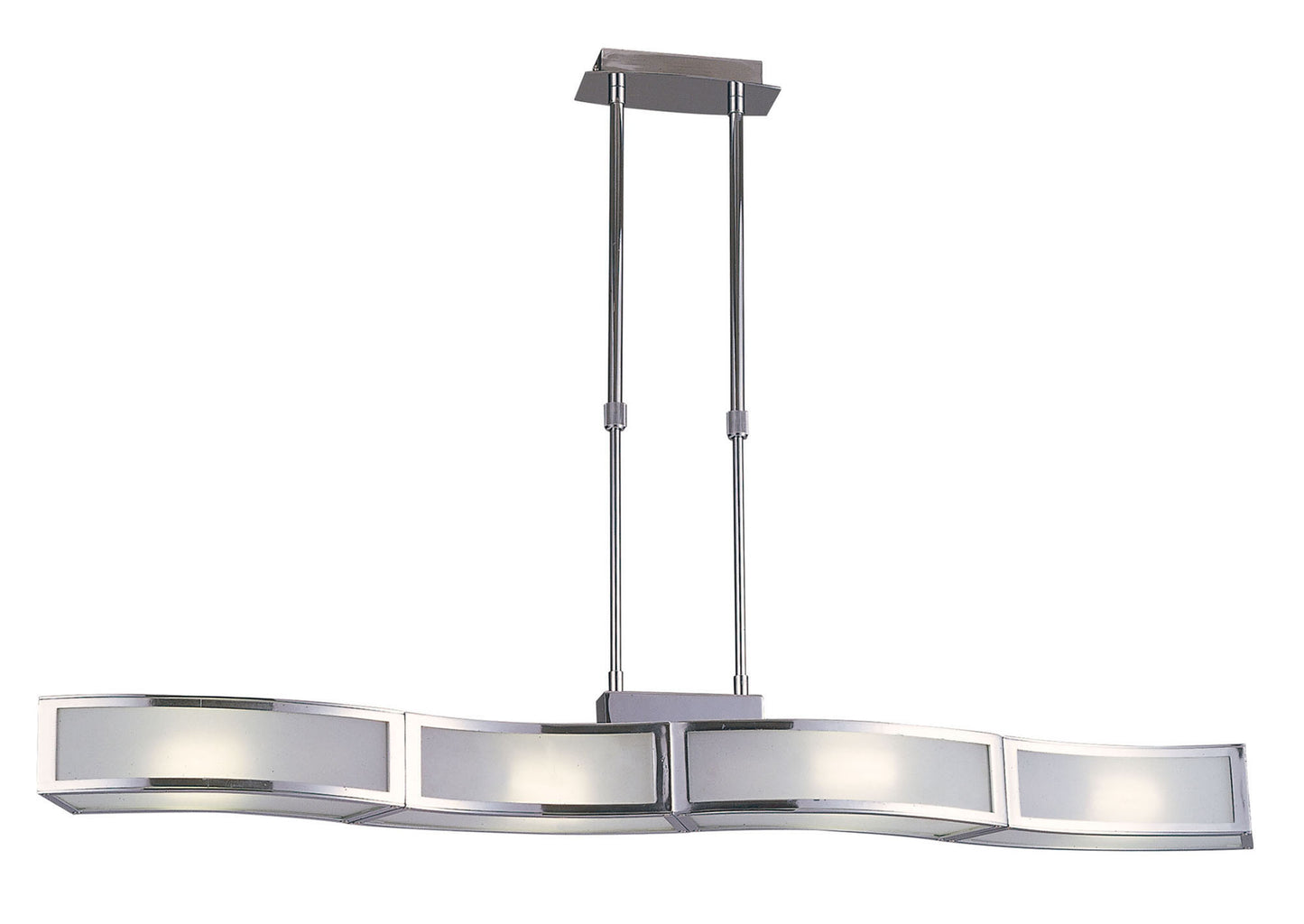 Duna GU10 Linear Pendant 4 Light L1, SGU10 Bar, Polished Chrome, White Acrylic, CFL Lamps INCLUDED by Mantra