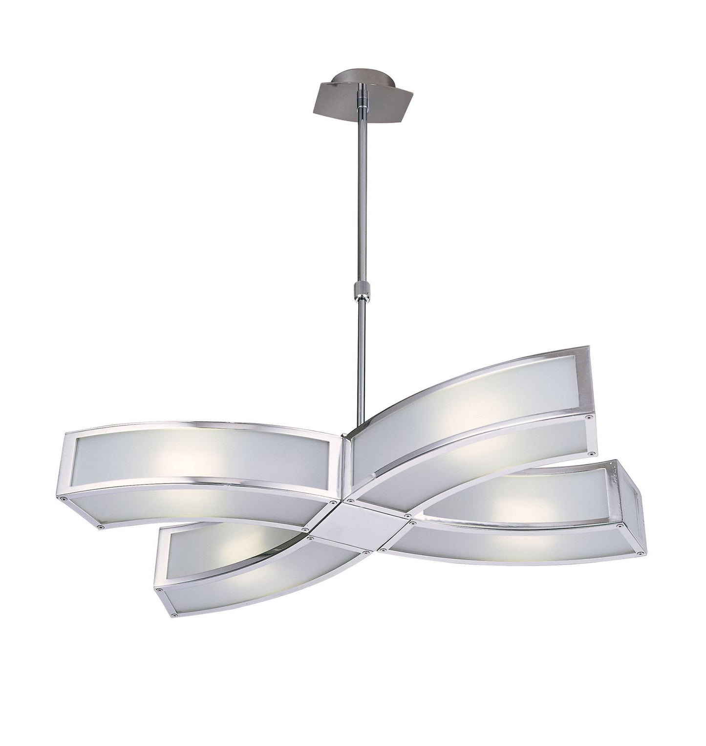 Duna GU10 Pendant 4 Light L1/SGU10, Polished Chrome/White Acrylic, CFL Lamps INCLUDED by Mantra