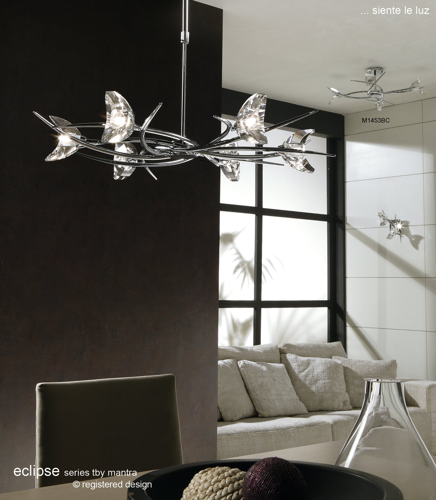 Eclipse Telescopic Convertible To Semi Flush 4 Light G9, Polished Chrome by Mantra