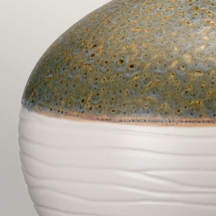 Eden Park 1 Light Table Lamp - Green, Turquoise and Gold with Cream Shade