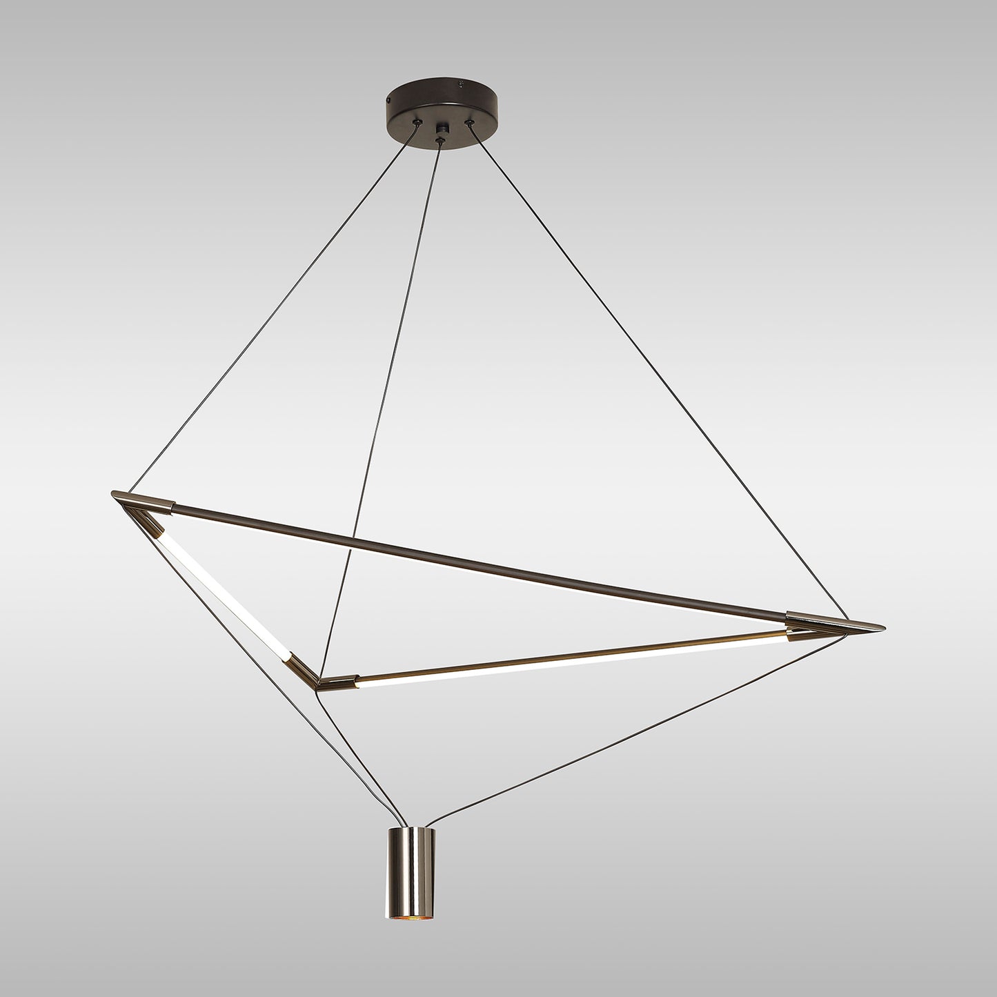 Electra Large Pendant 7W + 25W LED, 3000K, 2500lm, Black / Black Chrome / White Acrylic, 3yrs Warranty by Mantra