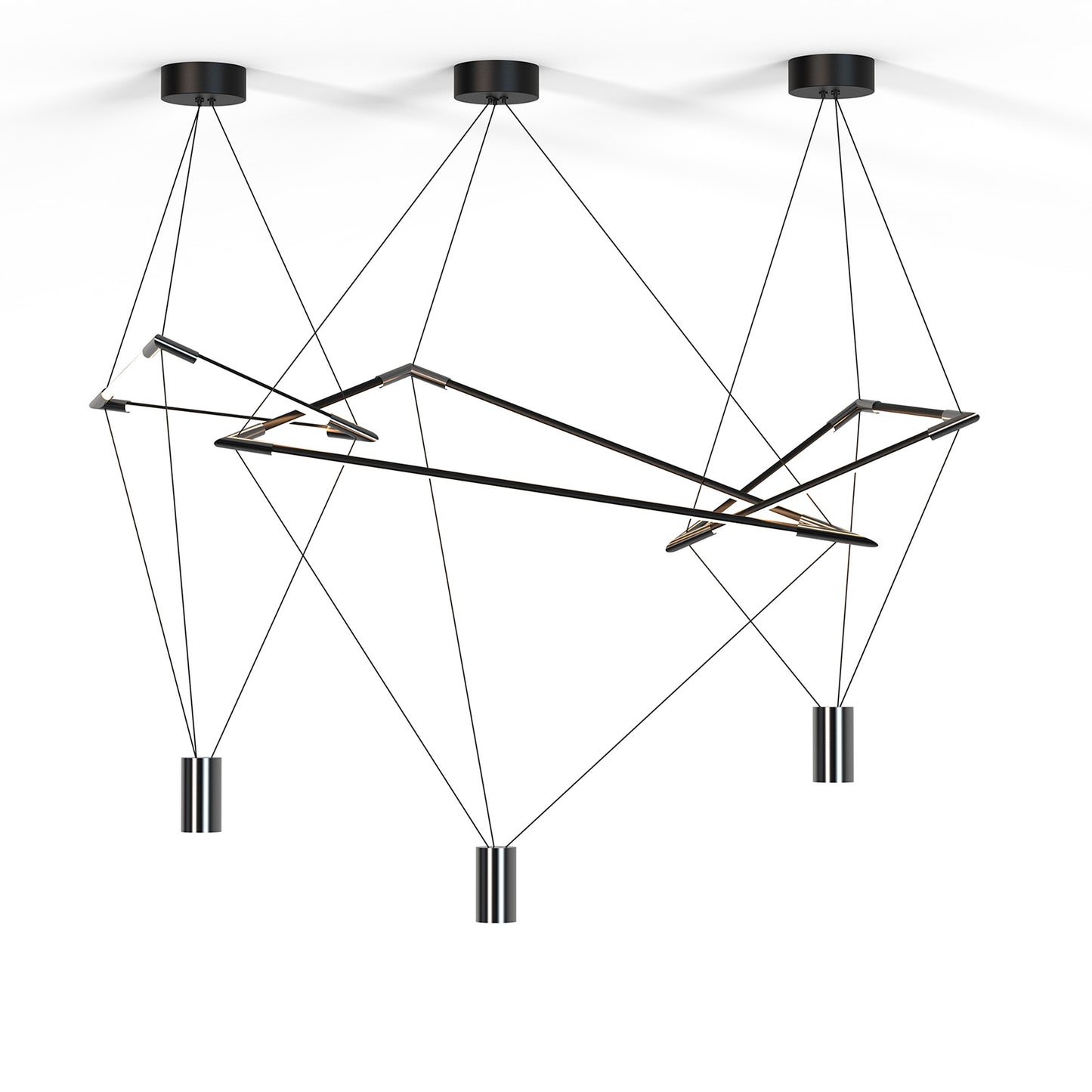 Electra Large Pendant 7W + 25W LED, 3000K, 2500lm, Black / Black Chrome / White Acrylic, 3yrs Warranty by Mantra