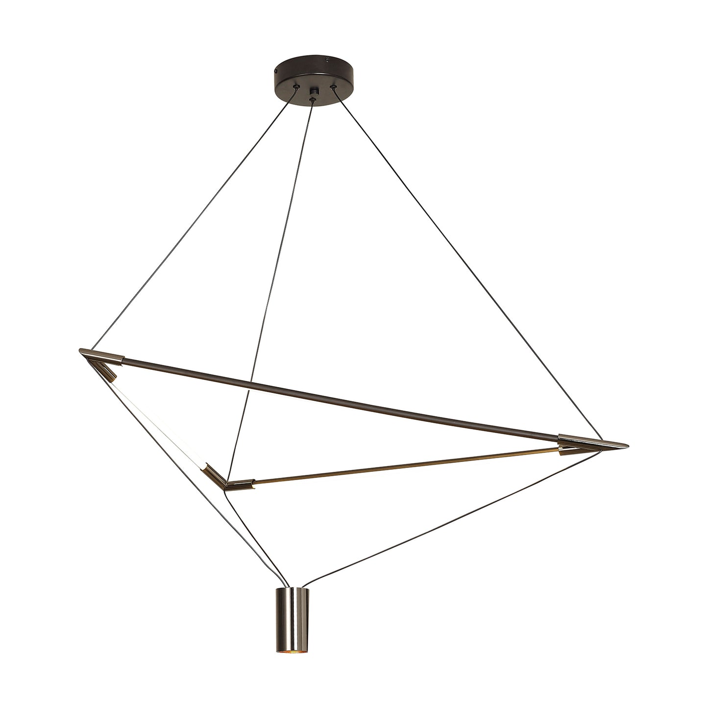 Electra Large Pendant 7W + 25W LED, 3000K, 2500lm, Black / Black Chrome / White Acrylic, 3yrs Warranty by Mantra