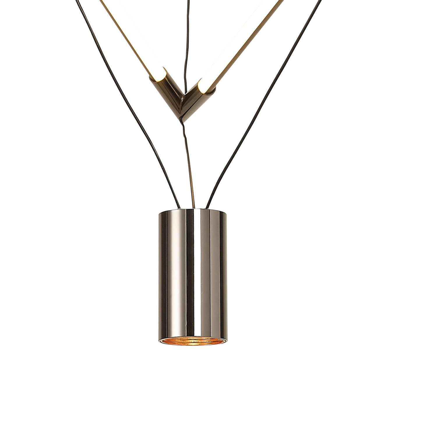 Electra Small Pendant 7W + 14W LED, 3000K, 1600lm, Black / Black Chrome / White Acrylic, 3yrs Warranty by Mantra