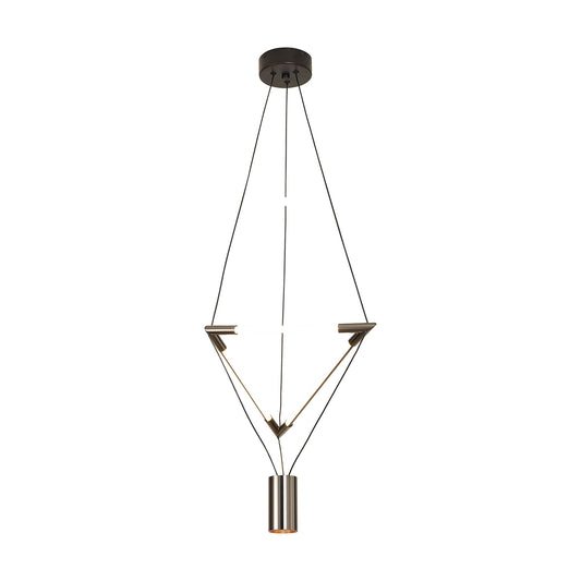 Electra Small Pendant 7W + 14W LED, 3000K, 1600lm, Black / Black Chrome / White Acrylic, 3yrs Warranty by Mantra