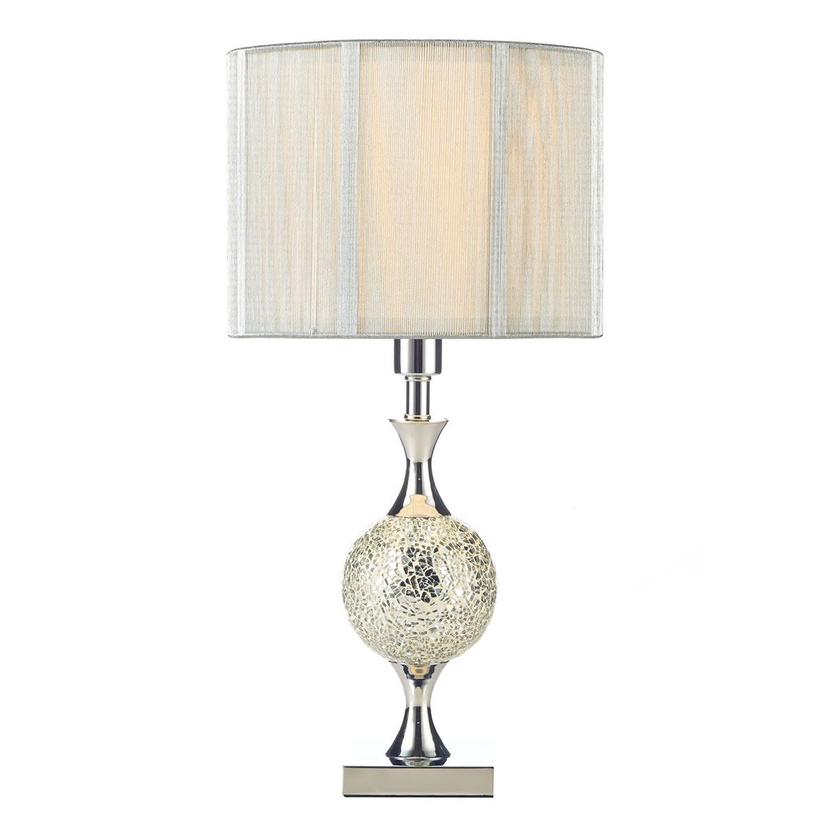 Elsa Table Lamp Polished Chrome Silver Mosaic With Shade