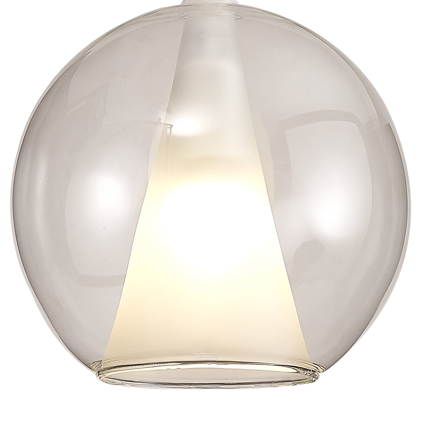 Elsa Assembly Pendant (WITHOUT PLATE) With Round Shade, 1 Light E27, Clear Glass With Frosted Inner Cone by Mantra