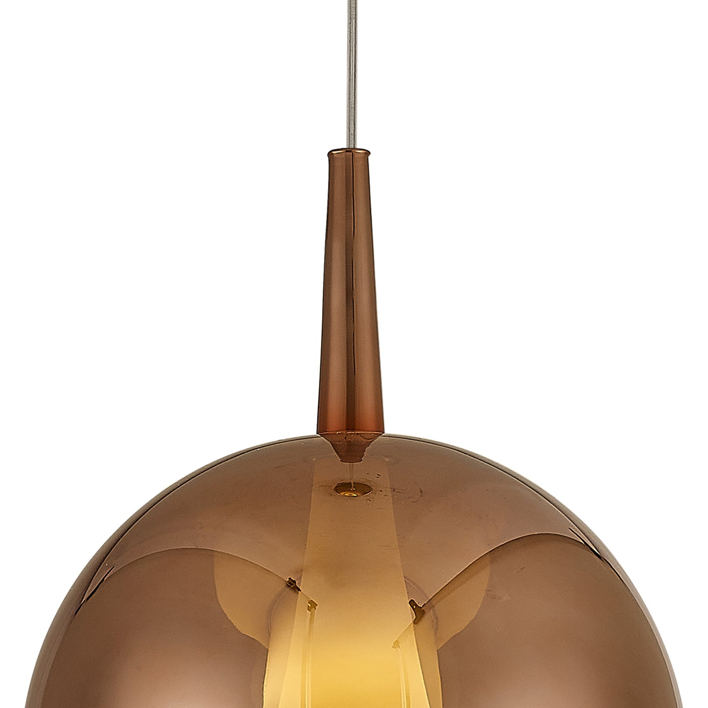 Elsa Assembly Pendant (WITHOUT PLATE) With Round Shade, 1 Light E27, Copper Glass With Frosted Inner Cone by Mantra