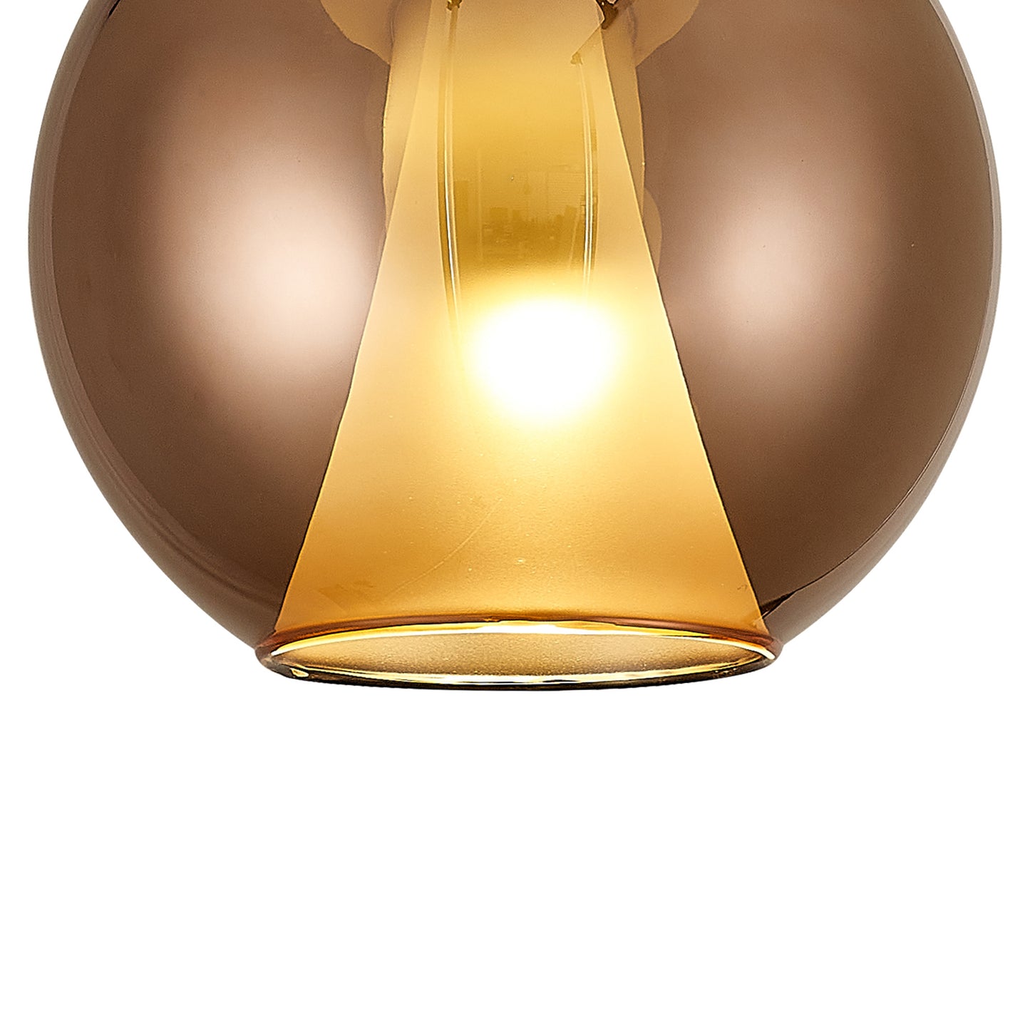 Elsa Assembly Pendant (WITHOUT PLATE) With Round Shade, 1 Light E27, Copper Glass With Frosted Inner Cone by Mantra