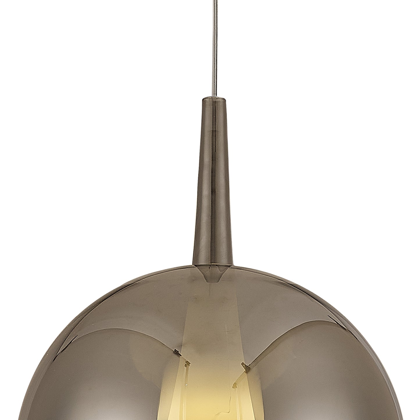 Elsa Assembly Pendant (WITHOUT PLATE) With Round Shade, 1 Light E27, Chrome Glass With Frosted Inner Cone by Mantra