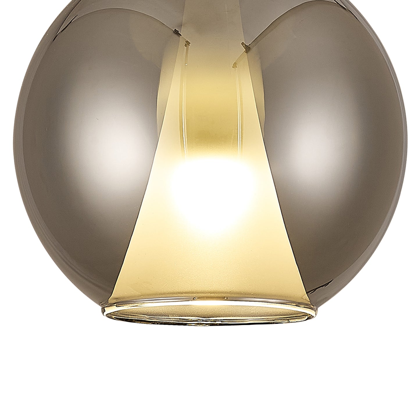 Elsa Assembly Pendant (WITHOUT PLATE) With Round Shade, 1 Light E27, Chrome Glass With Frosted Inner Cone by Mantra