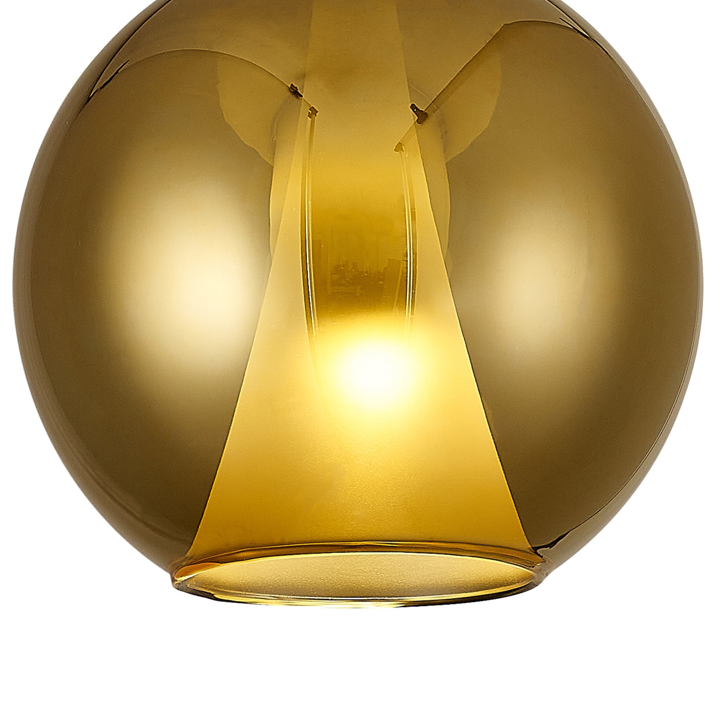 Elsa Assembly Pendant (WITHOUT PLATE) With Round Shade, 1 Light E27, Gold Glass With Frosted Inner Cone by Mantra