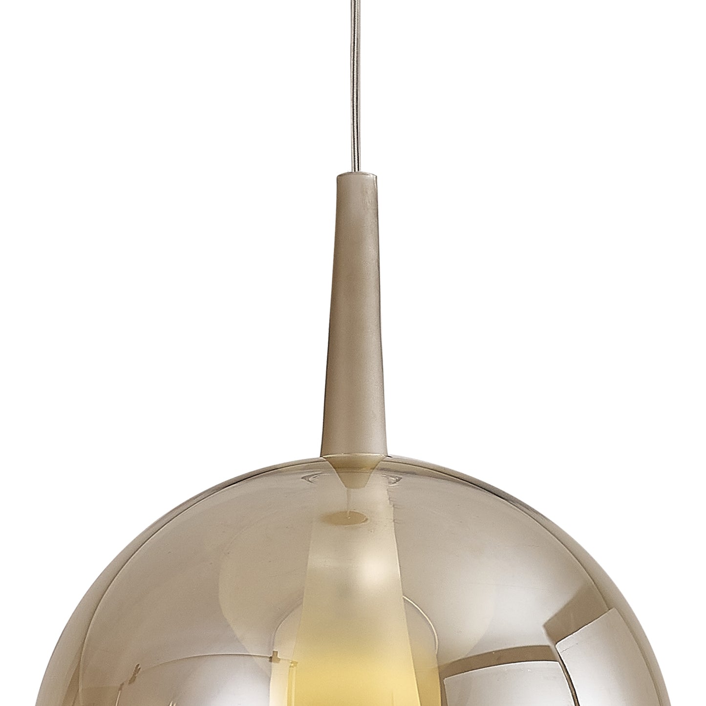 Elsa Assembly Pendant (WITHOUT PLATE) With Round Shade, 1 Light E27, Bronze Glass With Frosted Inner Cone by Mantra