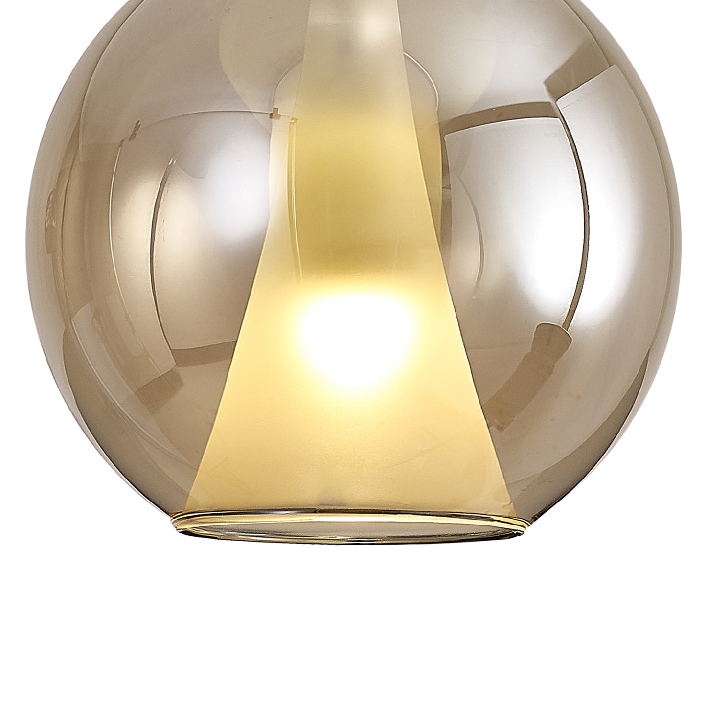 Elsa Assembly Pendant (WITHOUT PLATE) With Round Shade, 1 Light E27, Bronze Glass With Frosted Inner Cone by Mantra