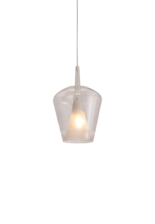 Elsa Assembly Pendant (WITHOUT PLATE) With Inverted Bell Shade, 1 Light E27, Clear Glass With Frosted Inner Cone by Mantra