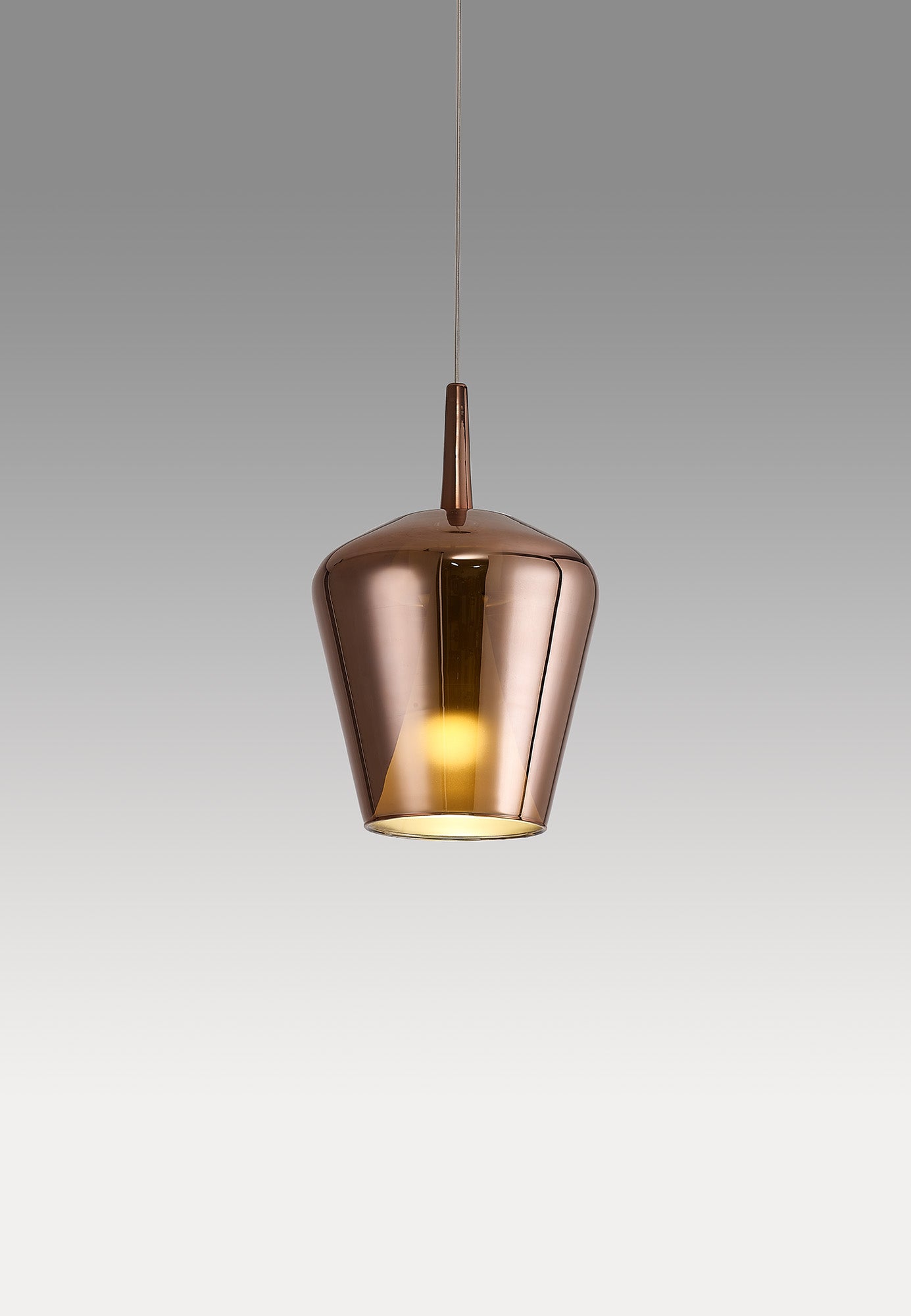 Elsa Assembly Pendant (WITHOUT PLATE) With Inverted Bell Shade, 1 Light E27, Copper Glass With Frosted Inner Cone by Mantra