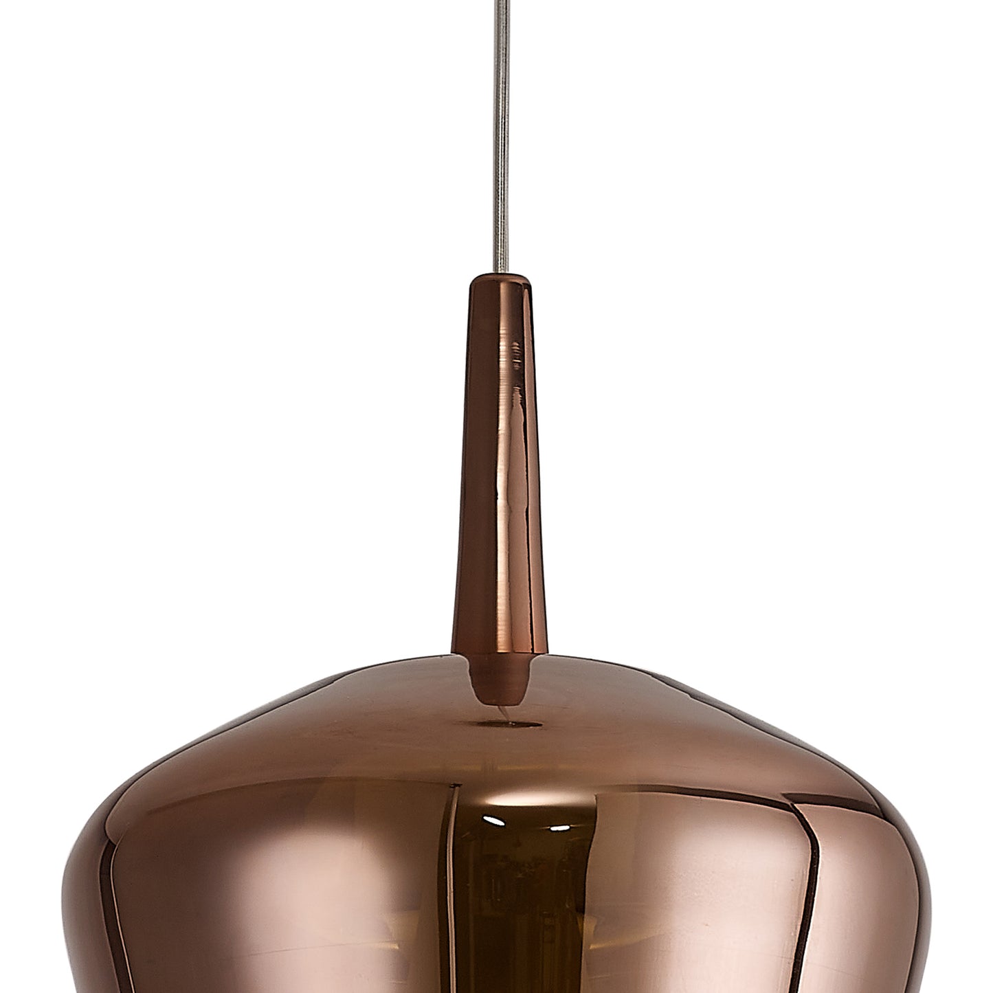 Elsa Assembly Pendant (WITHOUT PLATE) With Inverted Bell Shade, 1 Light E27, Copper Glass With Frosted Inner Cone by Mantra