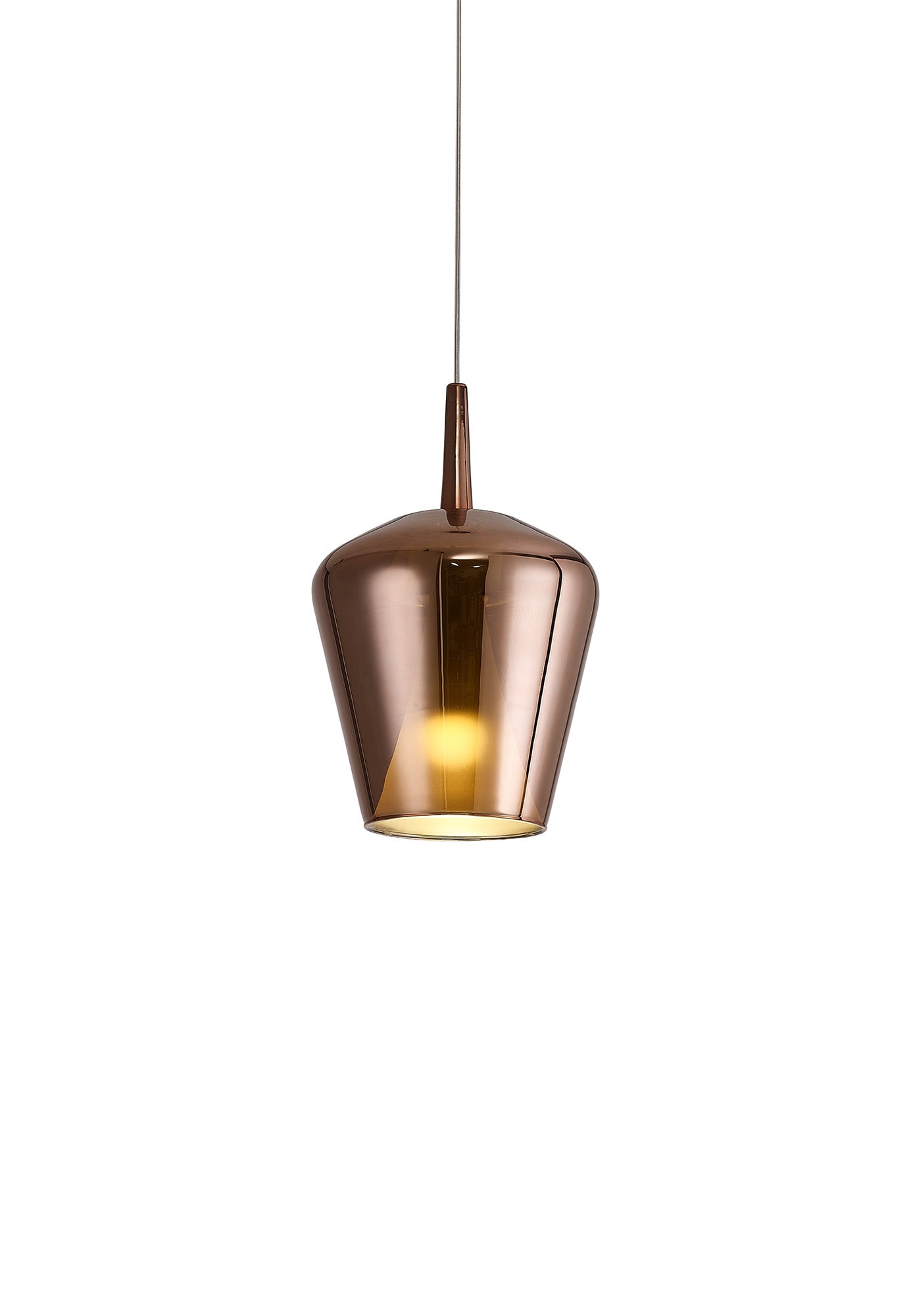 Elsa Assembly Pendant (WITHOUT PLATE) With Inverted Bell Shade, 1 Light E27, Copper Glass With Frosted Inner Cone by Mantra