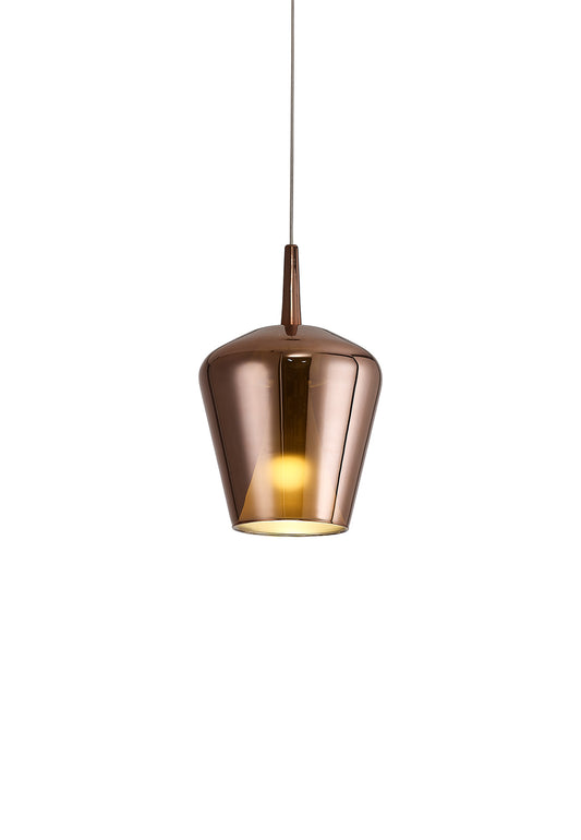 Elsa Assembly Pendant (WITHOUT PLATE) With Inverted Bell Shade, 1 Light E27, Copper Glass With Frosted Inner Cone by Mantra