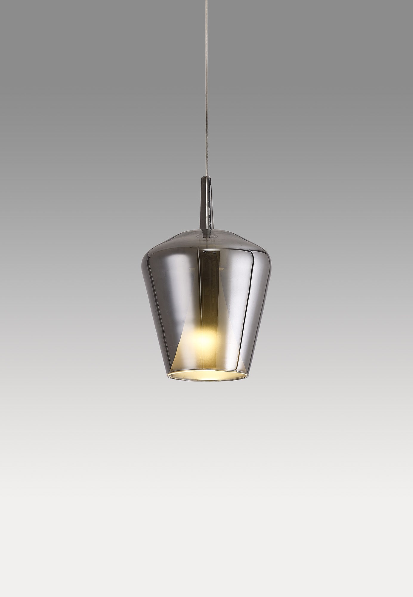 Elsa Assembly Pendant (WITHOUT PLATE) With Inverted Bell Shade, 1 Light E27, Chrome Glass With Frosted Inner Cone by Mantra