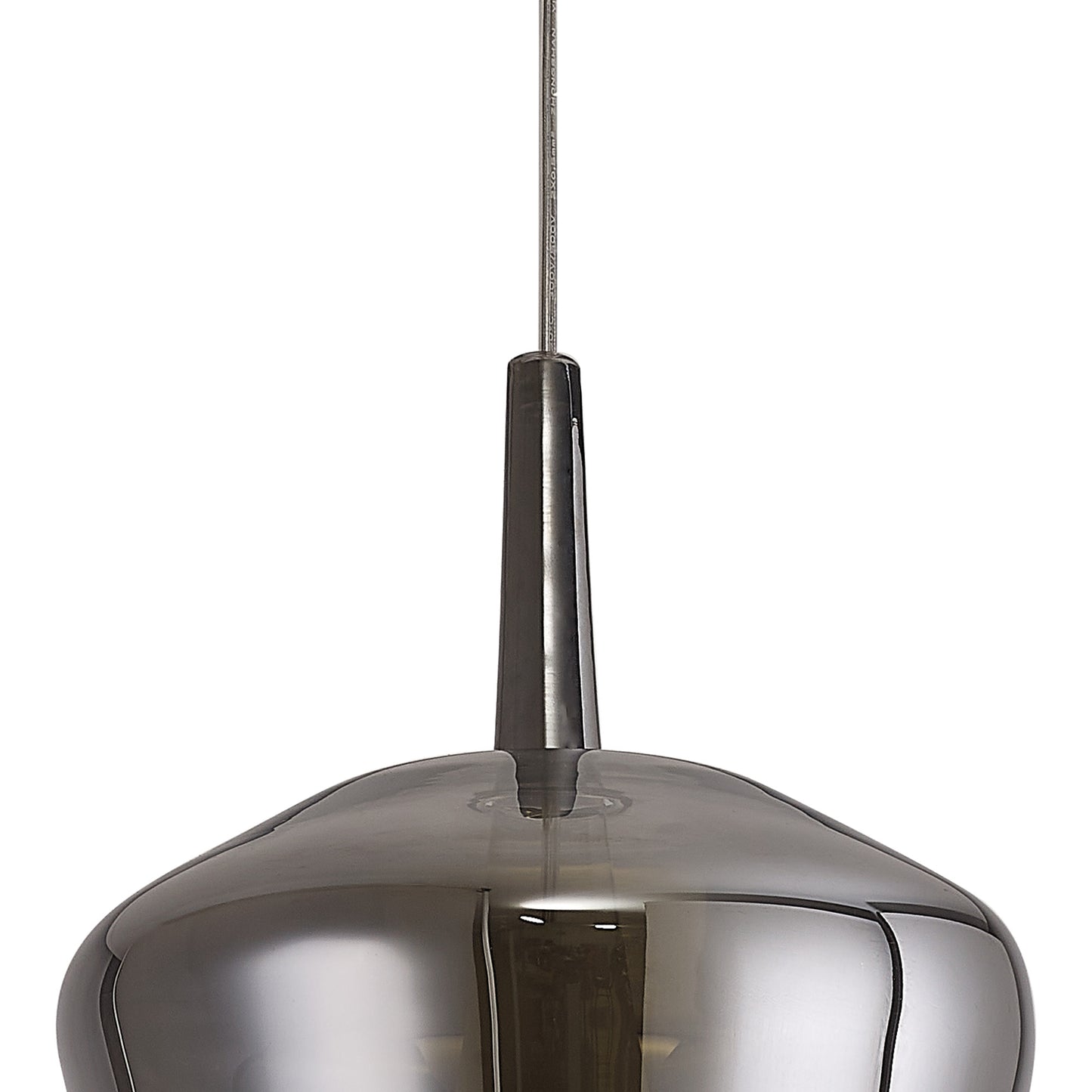 Elsa Assembly Pendant (WITHOUT PLATE) With Inverted Bell Shade, 1 Light E27, Chrome Glass With Frosted Inner Cone by Mantra